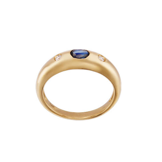 Sapphire and Diamond Flush Set Band, 14K Yellow Gold