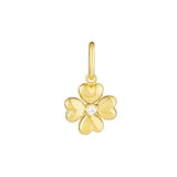 Flower Heart Charm with Diamond, 14K Yellow Gold