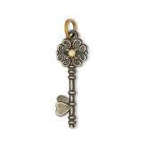 Love Key With Diamond, Sterling Silver and 24K Yellow Gold