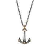 Anchor With Diamond Pendant, Sterling Silver and 24K Yellow Gold
