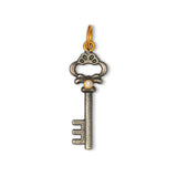Key With Diamond Charm, Sterling Silver and 24K Yellow Gold