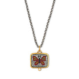 Micro-Mosaic Butterfly Pendant, Sterling Silver and 24K Yellow Gold