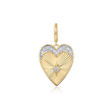 Heart Charm with Diamonds, 14K Yellow Gold