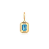 Blue Topaz Rectangular Charm, 14K Yellow Gold