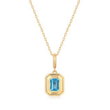 Blue Topaz Rectangular Charm, 14K Yellow Gold