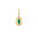 Emerald Rectangular Charm, 14K Yellow Gold
