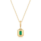 Emerald Rectangular Charm, 14K Yellow Gold