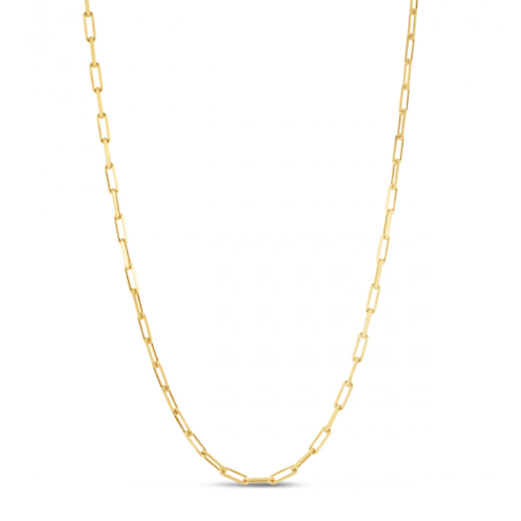 Thin Paperclip Chain, 16 Inches, 14K Yellow Gold