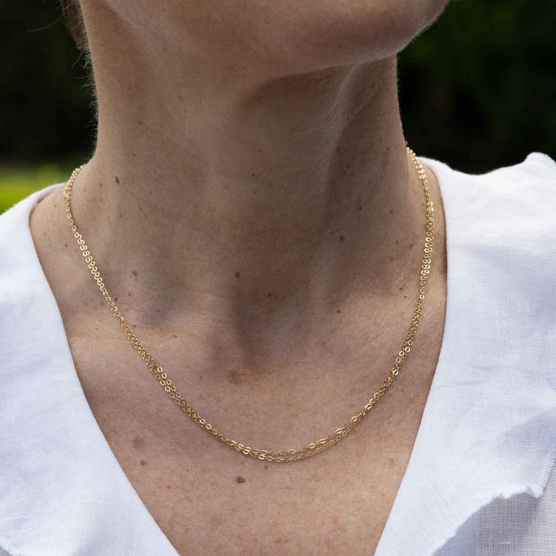 Double Chain Necklace, 18 Inches, 14K Yellow Gold