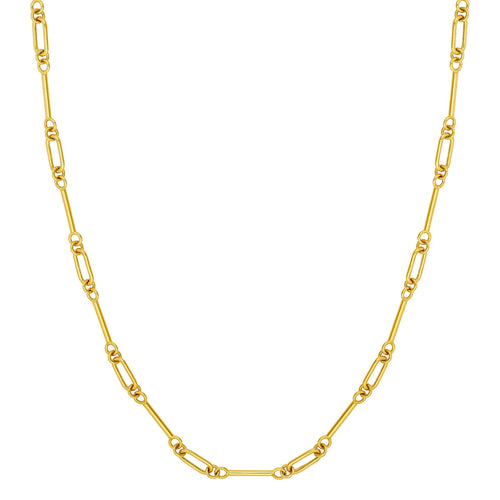 Mixed Link Chain Necklace, 18 Inches, 14K Yellow Gold