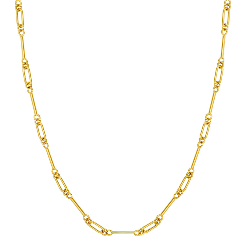 Mixed Link Chain Necklace, 18 Inches, 14K Yellow Gold