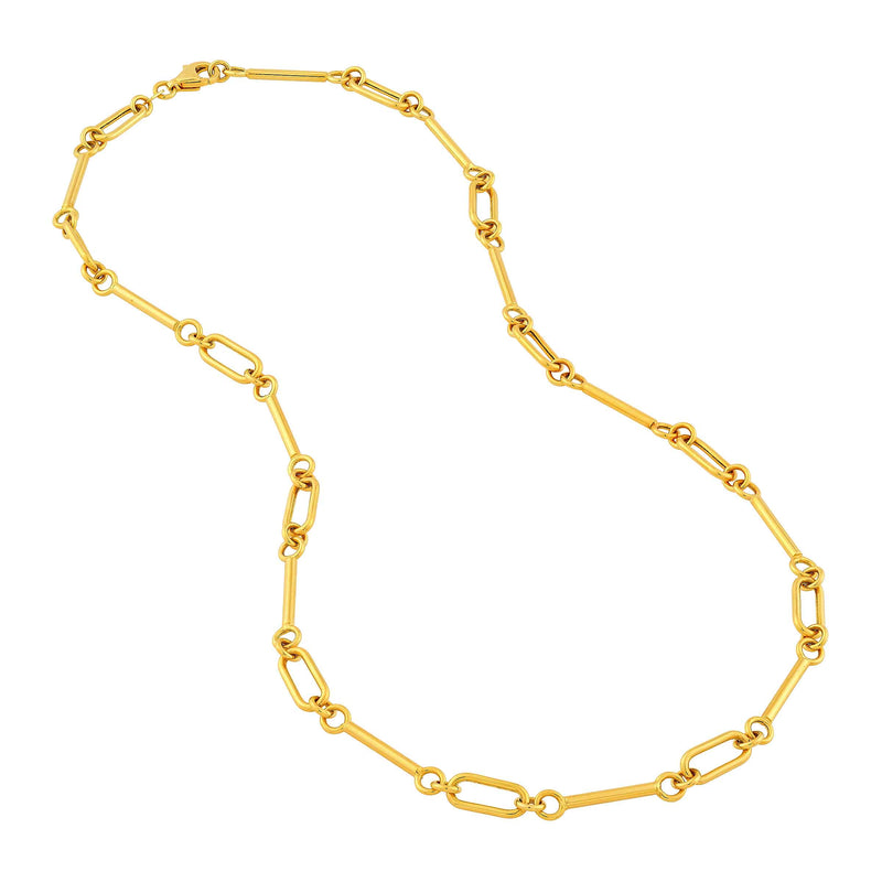 Mixed Link Chain Necklace, 18 Inches, 14K Yellow Gold