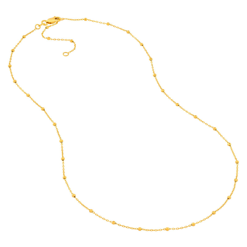 Saturn Chain Necklace, 18 Inches, 14K Yellow Gold