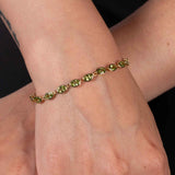 Oval Peridot Gemstone Bracelet, 14K Yellow Gold