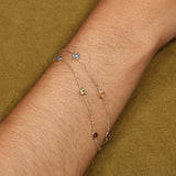 Two Strand Amethyst Bracelet, 7 Inches, 14K Yellow Gold