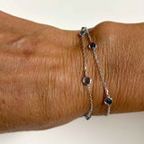 Two Strand Blue Topaz Bracelet, 7 Inches, 14K Yellow Gold