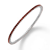 Ruby Cuff Style Bangle Bracelet, 18K White Gold