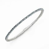 Blue Topaz Cuff Style Bangle Bracelet, 18K White Gold