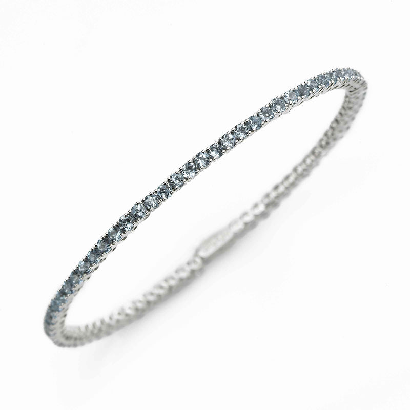 Blue Topaz Cuff Style Bangle Bracelet, 18K White Gold