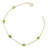 Peridot Station Bracelet, 7.50 Inches, 14K Yellow Gold