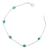 Blue Topaz Station Bracelet, 7.50 Inches, 14K White Gold