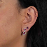 Genuine Ruby Stud Earrings, 14K White Gold