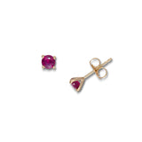 Genuine Ruby Stud Earrings, 14K Yellow Gold