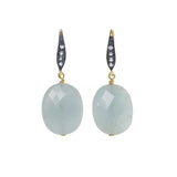 Flat Faceted Aquamarine Drop Earrings, Sterling Silver and Gold Plating