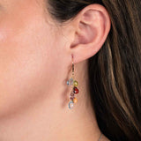 Multi Gemstone Briolette Dangle Earrings, 14K Yellow Gold