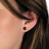 Round Amethyst Stud Earrings, 6 MM, 14K White Gold