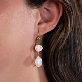 Moonstone Dangle Earrings, 14K Yellow Gold