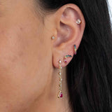 Multi Gemstone Huggie Hoop Earrings, 14K Yellow Gold