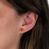 Mexican Fire Opal Stud Earrings, 6MM, 14K Yellow Gold