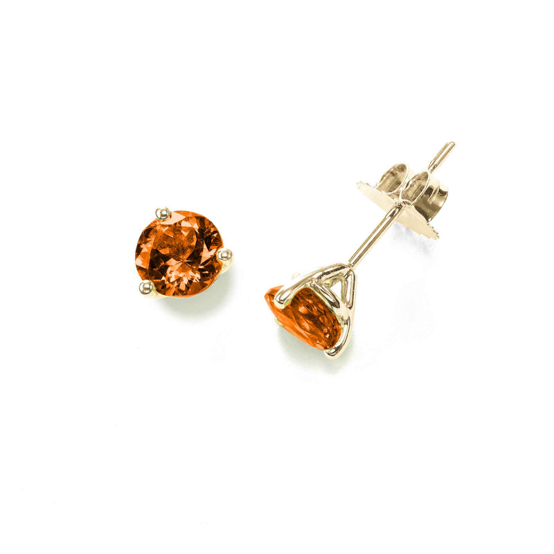 Mexican Fire Opal Stud Earrings, 6MM, 14K Yellow Gold