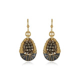 Pyrite Pear Shape Dangle Earrings, Yellow Gold Plating