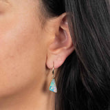 Ethiopian Opal Triangular Drop Earrings,  22K Yellow Gold
