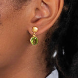 Peridot Bezel Set Drop Earrings, 14 Karat Vermeil