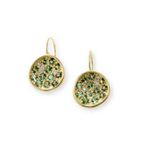 Green Tourmaline Dangle Earrings, 14K Yellow Gold