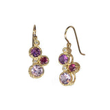 Cascading Multi Gem Dangle Earrings, 14K Yellow Gold