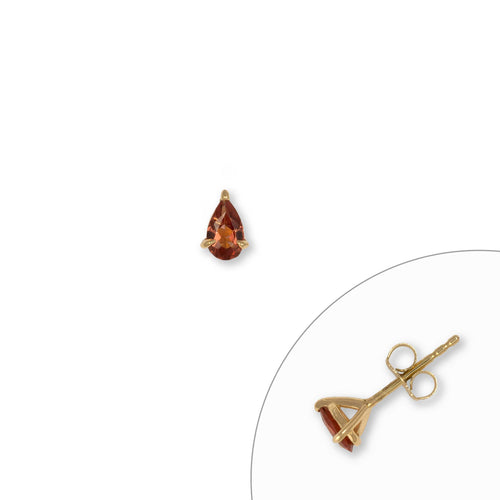 Single Mozambique Garnet Stud, 14K Yellow Gold