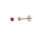 Cabochon Ruby Stud Earrings, 3.3 MM, 14K Yellow Gold