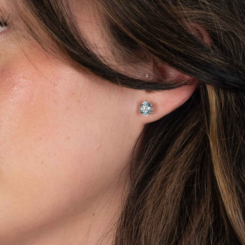 Aquamarine Stud Earrings, 5.5 MM, 14K White Gold