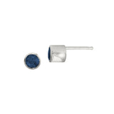 Bezel Set Blue Sapphire Stud Earrings, 14K White Gold