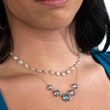 Bezel Set Graduated Blue Topaz Necklace, 14K Yellow Gold