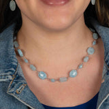 Aquamarine Combination Neklace, 17 Inches, Sterling Silver