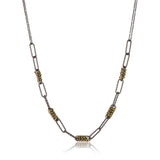 Pyrite Paperclip Necklace, Oxidized Silver