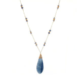 Elongated Kyanite Drop Necklace, 14K Yellow Gold