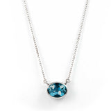 Oval London Blue Topaz Necklace, 14K White Gold