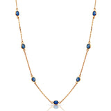 Sapphire Oval Station Necklace, 16 Inches, 18K Yellow Gold