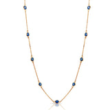 Sapphire Oval Station Necklace, 16 Inches, 18K Yellow Gold